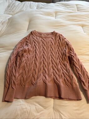 Philosophy Dusty Rose Cable Knit Crewneck Sweater